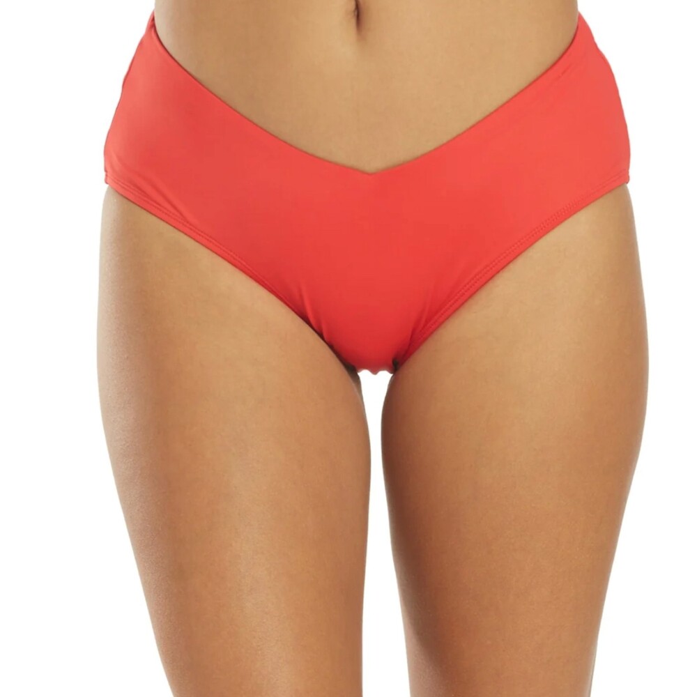 NWT RALPH LAUREN Red Beach Club Mid Rise V Bikini Bottom Size 8
